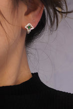 Load image into Gallery viewer, LUOWEND 18K White Gold Real Natural Emerald and Diamond Gemstone Earrings for Women