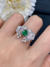 Load image into Gallery viewer, LUOWEND 18K White Gold Real Natural Emerald Gemstone Ring for Women