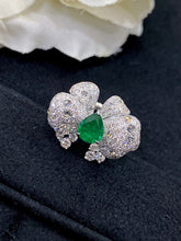 Load image into Gallery viewer, LUOWEND 18K White Gold Real Natural Emerald Gemstone Ring for Women