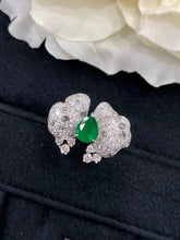 Load image into Gallery viewer, LUOWEND 18K White Gold Real Natural Emerald Gemstone Ring for Women