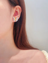 Load image into Gallery viewer, LUOWEND 18K White Gold Real Natural Yellow Diamond Stud Earrings for Women