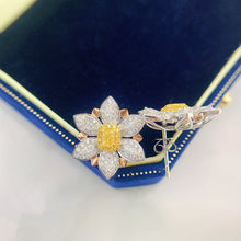 Load image into Gallery viewer, LUOWEND 18K White Gold Real Natural Yellow Diamond Stud Earrings for Women