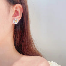 Load image into Gallery viewer, LUOWEND 18K White Gold Real Natural Yellow Diamond Stud Earrings for Women