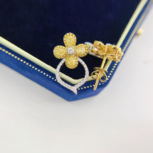 Load image into Gallery viewer, LUOWEND 18K White Gold Real Natural Yellow Diamond Stud Earrings for Women