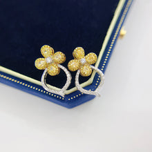 Load image into Gallery viewer, LUOWEND 18K White Gold Real Natural Yellow Diamond Stud Earrings for Women