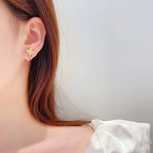 Load image into Gallery viewer, LUOWEND 18K White Gold Real Natural Yellow Diamond Stud Earrings for Women