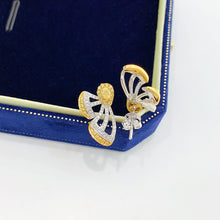 Load image into Gallery viewer, LUOWEND 18K White Gold Real Natural Yellow Diamond Stud Earrings for Women