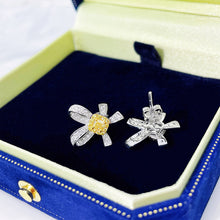 Load image into Gallery viewer, LUOWEND 18K White Gold Real Natural Yellow Diamond Stud Earrings for Women