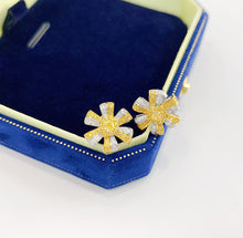 Load image into Gallery viewer, LUOWEND 18K White and Yellow Gold Real Natural Yellow Diamond Stud Earrings for Women
