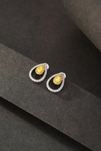 Load image into Gallery viewer, LUOWEND 18K White Gold Real Natural Yellow Diamond Stud Earrings for Women