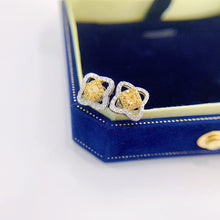 Load image into Gallery viewer, LUOWEND 18K White Gold Real Natural Yellow Diamond Stud Earrings for Women