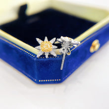 Load image into Gallery viewer, LUOWEND 18K White Gold Real Natural Yellow Diamond Stud Earrings for Women