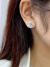 Load image into Gallery viewer, LUOWEND 18K White Gold Real Natural Diamond Stud Earrings for Women