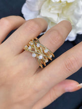 Load image into Gallery viewer, LUOWEND 18K Yellow Gold Real Natural Diamond Ring for Women
