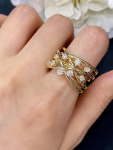 Load image into Gallery viewer, LUOWEND 18K Yellow Gold Real Natural Diamond Ring for Women
