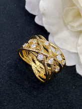 Load image into Gallery viewer, LUOWEND 18K Yellow Gold Real Natural Diamond Ring for Women