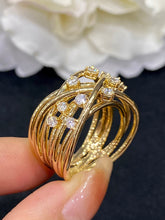 Load image into Gallery viewer, LUOWEND 18K Yellow Gold Real Natural Diamond Ring for Women