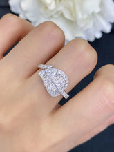Load image into Gallery viewer, LUOWEND 18K White Gold Real Natural Diamond Ring for Women
