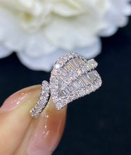 Load image into Gallery viewer, LUOWEND 18K White Gold Real Natural Diamond Ring for Women
