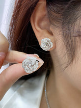 Load image into Gallery viewer, LUOWEND 18K White Gold Real Natural Diamond Stud Earrings for Women