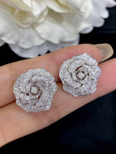 Load image into Gallery viewer, LUOWEND 18K White Gold Real Natural Diamond Stud Earrings for Women