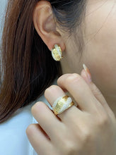 Load image into Gallery viewer, LUOWEND 18K Yellow Gold Real Natural Diamond Hoop Earrings for Women
