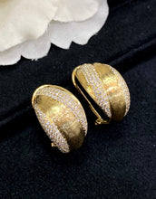 Load image into Gallery viewer, LUOWEND 18K Yellow Gold Real Natural Diamond Hoop Earrings for Women