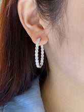 Load image into Gallery viewer, LUOWEND 18K White Gold Real Natural Diamond Hoop Earrings for Women