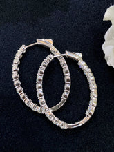 Load image into Gallery viewer, LUOWEND 18K White Gold Real Natural Diamond Hoop Earrings for Women