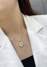 Load image into Gallery viewer, LUOWEND 18K White and Yellow Gold Real Natural Pendant Necklace for Women