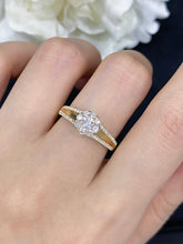 Load image into Gallery viewer, LUOWEND 18K Yellow Gold Real Natural Diamond Ring for Women