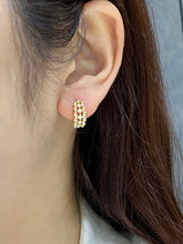 Load image into Gallery viewer, LUOWEND 18K Yellow Gold Real Natural Diamond Hoop Earrings for Women