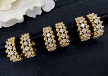 Load image into Gallery viewer, LUOWEND 18K Yellow Gold Real Natural Diamond Hoop Earrings for Women