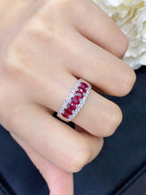 Load image into Gallery viewer, LUOWEND 18K White Gold Real Natural Ruby and Diamond Gemstone Ring for Women