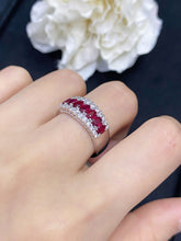 Load image into Gallery viewer, LUOWEND 18K White Gold Real Natural Ruby and Diamond Gemstone Ring for Women