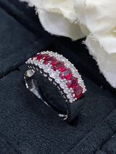 Load image into Gallery viewer, LUOWEND 18K White Gold Real Natural Ruby and Diamond Gemstone Ring for Women