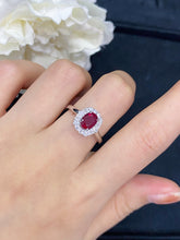 Load image into Gallery viewer, LUOWEND 18K White Gold Real Natural Ruby Gemstone Ring for Women