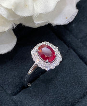 Load image into Gallery viewer, LUOWEND 18K White Gold Real Natural Ruby Gemstone Ring for Women
