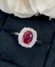Load image into Gallery viewer, LUOWEND 18K White Gold Real Natural Ruby Gemstone Ring for Women