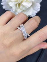 Load image into Gallery viewer, LUOWEND 18K White Gold Real Natural Diamond Ring for Women