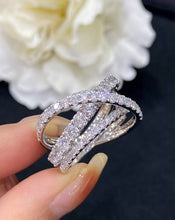 Load image into Gallery viewer, LUOWEND 18K White Gold Real Natural Diamond Ring for Women
