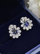 Load image into Gallery viewer, LUOWEND 18K White Gold Real Natural Sapphire Gemstone Earrings for Women