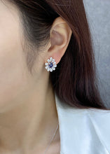 Load image into Gallery viewer, LUOWEND 18K White Gold Real Natural Sapphire Gemstone Earrings for Women