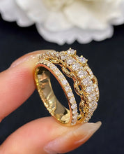 Load image into Gallery viewer, LUOWEND 18K Yellow Gold Real Natural Diamond Ring for Women