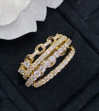 Load image into Gallery viewer, LUOWEND 18K Yellow Gold Real Natural Diamond Ring for Women
