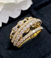 Load image into Gallery viewer, LUOWEND 18K Yellow Gold Real Natural Diamond Ring for Women