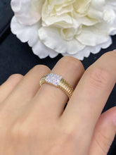 Load image into Gallery viewer, LUOWEND 18K Yellow Gold Real Natural Diamond Ring for Women