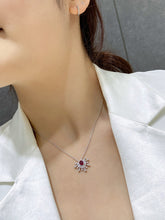 Load image into Gallery viewer, LUOWEND 18K White Gold Real Natural Ruby Gemstone Necklace for Women