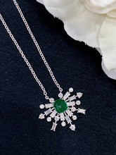 Load image into Gallery viewer, LUOWEND 18K White Gold Real Natural Emerald Gemstone Necklace for Women