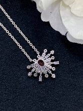 Load image into Gallery viewer, LUOWEND 18K White Gold Real Natural Ruby Gemstone Necklace for Women